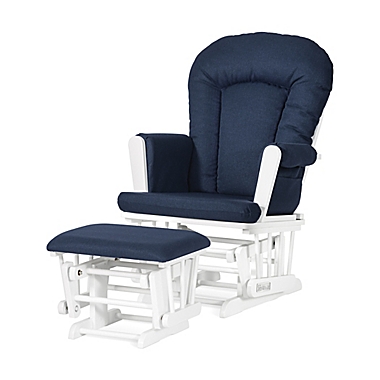 Child Craft&trade; Forever Eclectic&trade; Tranquil Glider in Matte White/Navy with Ottoman. View a larger version of this product image.