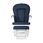 Alternate image 1 for Child Craft&trade; Forever Eclectic&trade; Tranquil Glider in Matte White/Navy with Ottoman