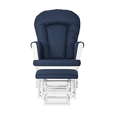Child Craft&trade; Forever Eclectic&trade; Tranquil Glider in Matte White/Navy with Ottoman. View a larger version of this product image.