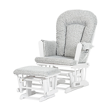 Child Craft&trade; Forever Eclectic&trade; Tranquil Glider in Matte White/Grey with Ottoman. View a larger version of this product image.