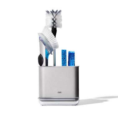 OXO Good Grips&reg; Sink Caddy in Stainless Steel/Black. View a larger version of this product image.