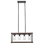 Globe Electric&reg; Omaha 4-Light Outdoor Chandelier in Wood with Bulb