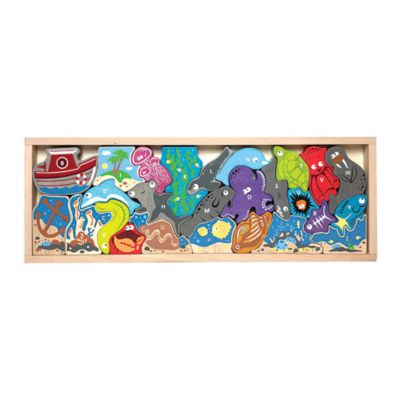 BeginAgain 26-Piece Ocean A to Z Wooden Puzzle Playset