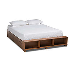 Baxton Studio® Thomas Platform Bed with Storage in Walnut