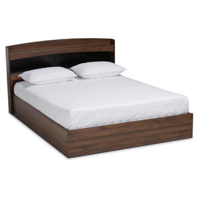 Baxton Studio Samson Wood Queen Platform Storage Bed In Walnut Bed Bath Beyond