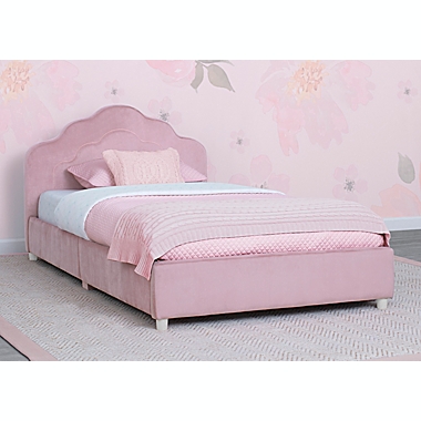 Delta Children Upholstered Twin Bed in Rose Pink. View a larger version of this product image.