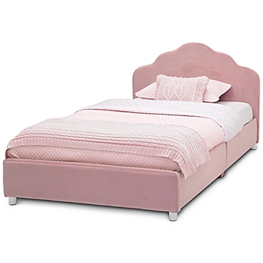 Delta Children Upholstered Twin Bed in Rose Pink. View a larger version of this product image.