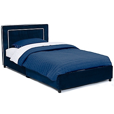 Delta Children Upholstered Twin Bed in Blue. View a larger version of this product image.
