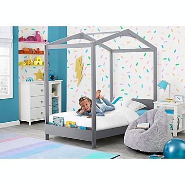 Delta Children Poppy House Twin Platform Bed in Grey. View a larger version of this product image.