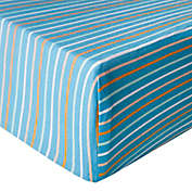Copper Pearl Milo Premium Knit Fitted Crib Sheet in Blue Stripe