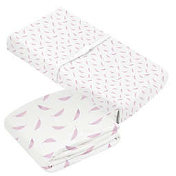 kushies® 2-Piece Printed Feather Crib Sheet and Changing Pad Cover Set in Pink