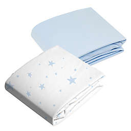 kushies® 2-Pack Stars and Solid Flannel Crib Sheets in Blue