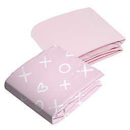 kushies® 2-Pack XO and Solid Flannel Crib Sheets in Pink