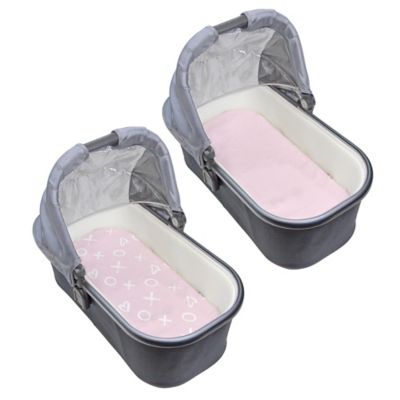 Kushies 2-Pack Solid \u0026 XO Cotton Flannel Bassinet Sheets in Pink
