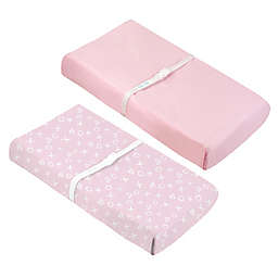 Kushies® 2-Pack Cotton Flannel Changing Pad Covers in Pink XO/Solid Pink