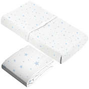 kushies&reg; 2-Piece Scribble Stars Flannel Crib Sheet and Changing Pad Cover Set in Blue