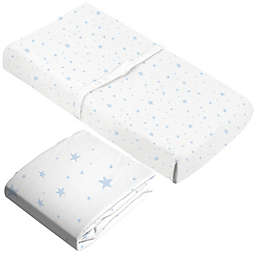 kushies® 2-Piece Scribble Stars Flannel Crib Sheet and Changing Pad Cover Set in Blue