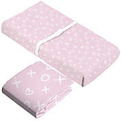 kushies&reg; 2-Piece XO Flannel Crib Sheet and Changing Pad Cover Set in Pink