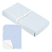 Kushies&reg; Chevron Changing Pad Cover and Liner in Blue