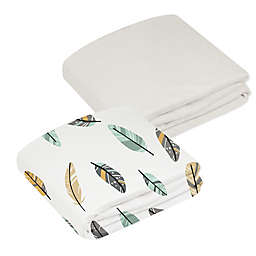 kushies® 2-Pack Feather Pattern & Solid Organic Cotton Crib Sheets in White
