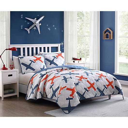 100% Cotton Airplane Sheet Set  ~ SIZE FULL ~ Blue White Airplanes Brand New 