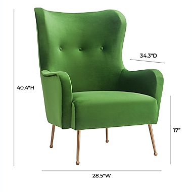 TOV Furniture Ethan Velvet Chair in Green. View a larger version of this product image.
