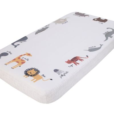 NoJo&reg; Zoo Animals Photo Op Fitted Crib Sheet in Grey