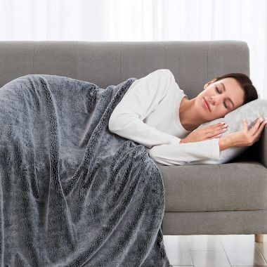 Faux Fur 12 lb. Weighted Blanket in Grey. View a larger version of this product image.