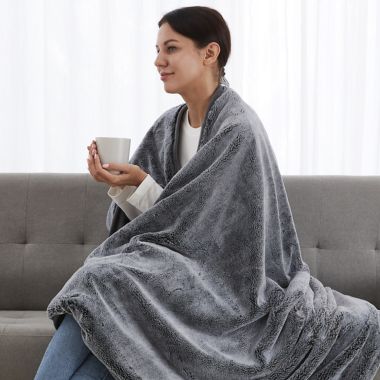 Faux Fur 12 lb. Weighted Blanket in Grey. View a larger version of this product image.