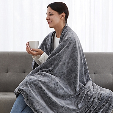 Faux Fur 15 lb. Weighted Blanket in Grey. View a larger version of this product image.