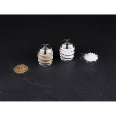 Cole &amp; Mason Salt/Pepper Shakers in Stainless Steel (2 piece set). View a larger version of this product image.