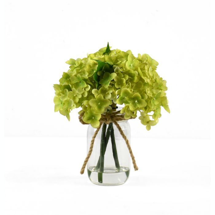 Arreglo floral artificial de hortensias verdes con florero de vidrio | Bed  Bath & Beyond México