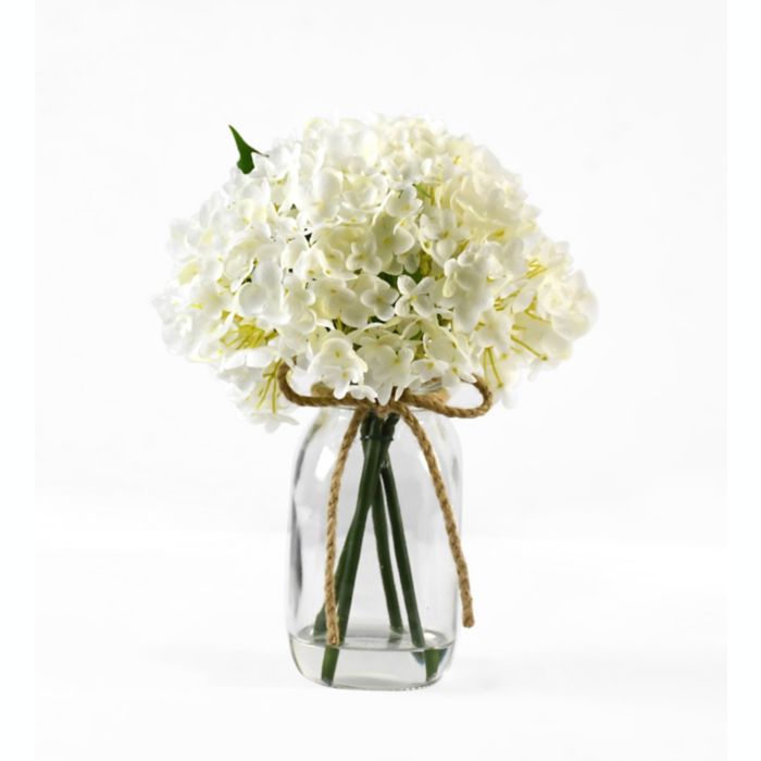 Arreglo Floral Artificial De Hortensias Blancas Con Florero De Vidrio Bed Bath Beyond Mexico