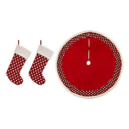 Glitzhome® 3-Piece Pompom Christmas Tree Skirt and Stocking Set