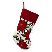 Glitzhome&copy; Poinsettia Hooked Christmas Stocking