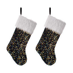 Glitzhome® Sequin Stockings in Navy (Set of 2)