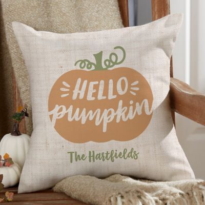 &quot;Hello Pumpkin&quot; Square Indoor/Outdoor Throw Pillow