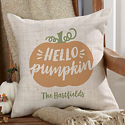 "Hello Pumpkin" Square Indoor/Outdoor Throw Pillow