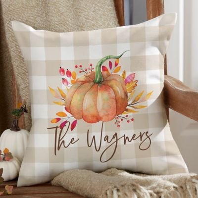 PUMPKINS FALL HAYRIDES CIDER BLESSINGS Indoor/Outdoor Throw Pillow NEW 16 x 16 