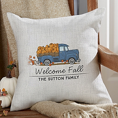 Classic Fall Vintage Truck Square Outdoor Throw Pillow. View a larger version of this product image.
