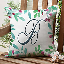 Spring Floral Monogram Square Outdoor Pillow<br />