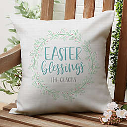 "Easter Blessings" Square Outdoor Throw Pillow