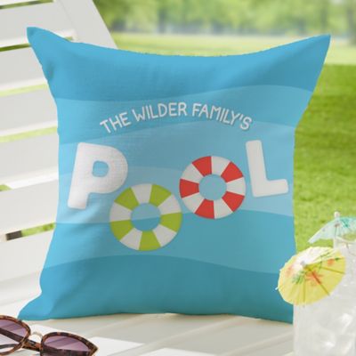 Pool Welcome Square Outdoor Throw Pillow