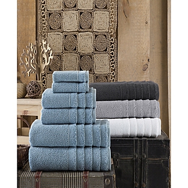 Enchante Home&reg; Veta 8-Piece Washcloth Set in Silver. View a larger version of this product image.
