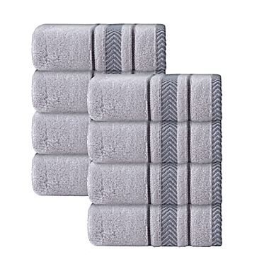 Enchante Home&reg; Enchasoft 8-Piece Washcloth Set in Silver. View a larger version of this product image.