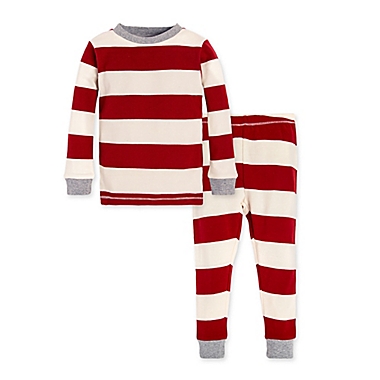 NEW Burts Bees Baby Organic Cotton Rugby Stripe Pajamas Toddler Sizes 2T 