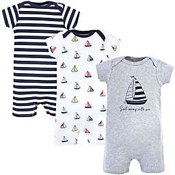 Hudson Baby® 3-Pack Sailboat Short Sleeve Rompers