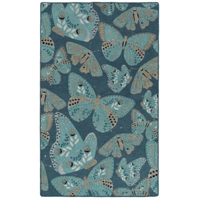 Kaleen Rugs Critter Comforts Butterfly 2&#39; x 3&#39; Accent Rug in Blue