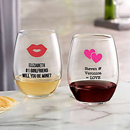 Choose Your Icon Valentine's Day Stemless Wine Glass