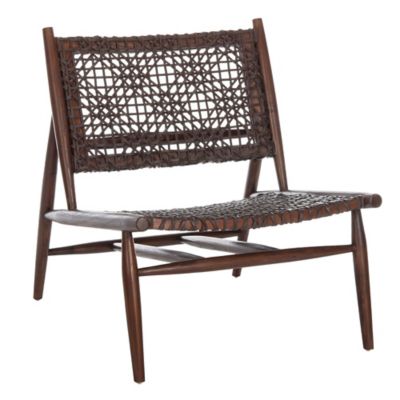 Safavieh Bandelier Wood and Leather Accent Chair in Brown